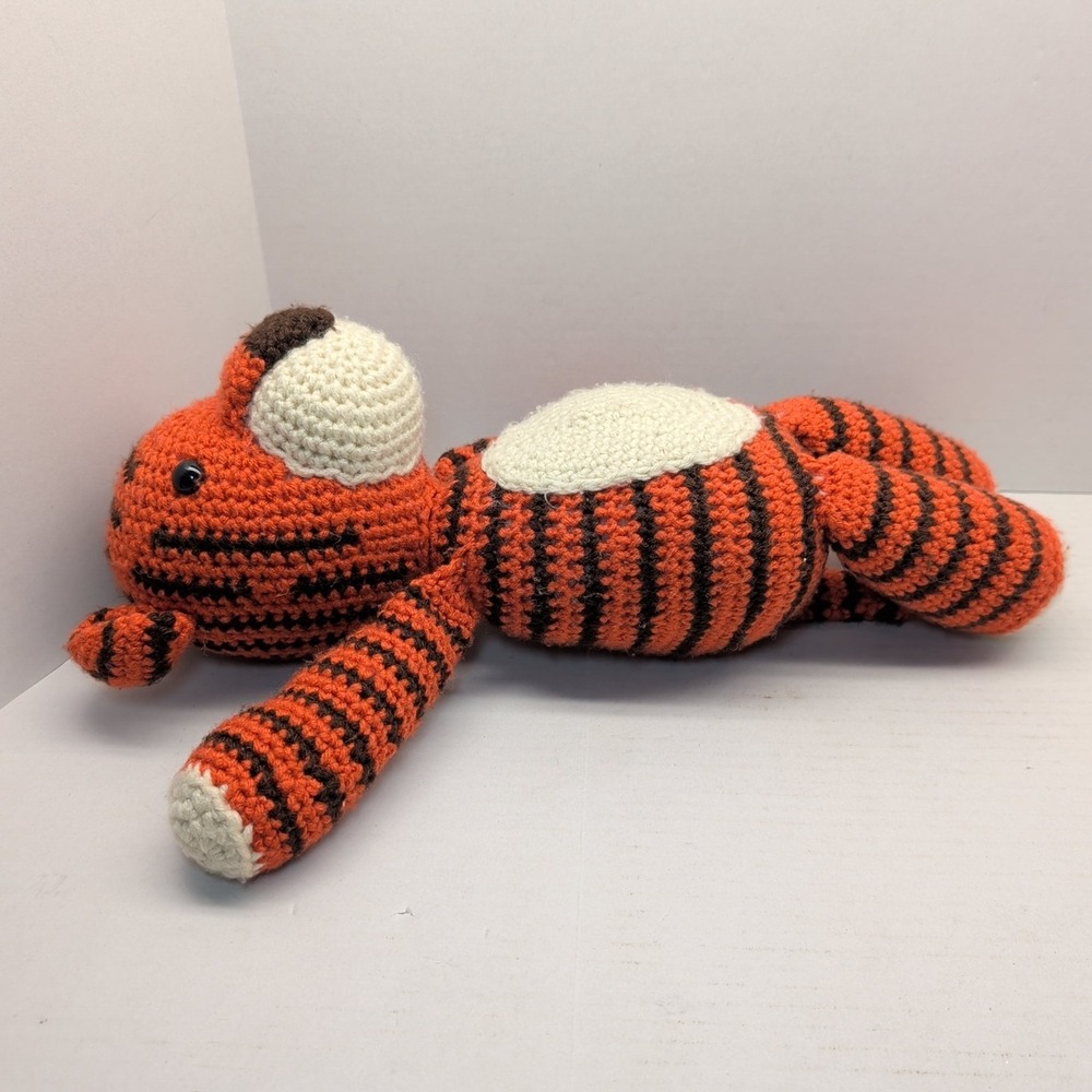 Handmade Crochet Orange Tiger Striped Amigurumi Plush Stuffed Animal 17 inch - Picture 5 of 7